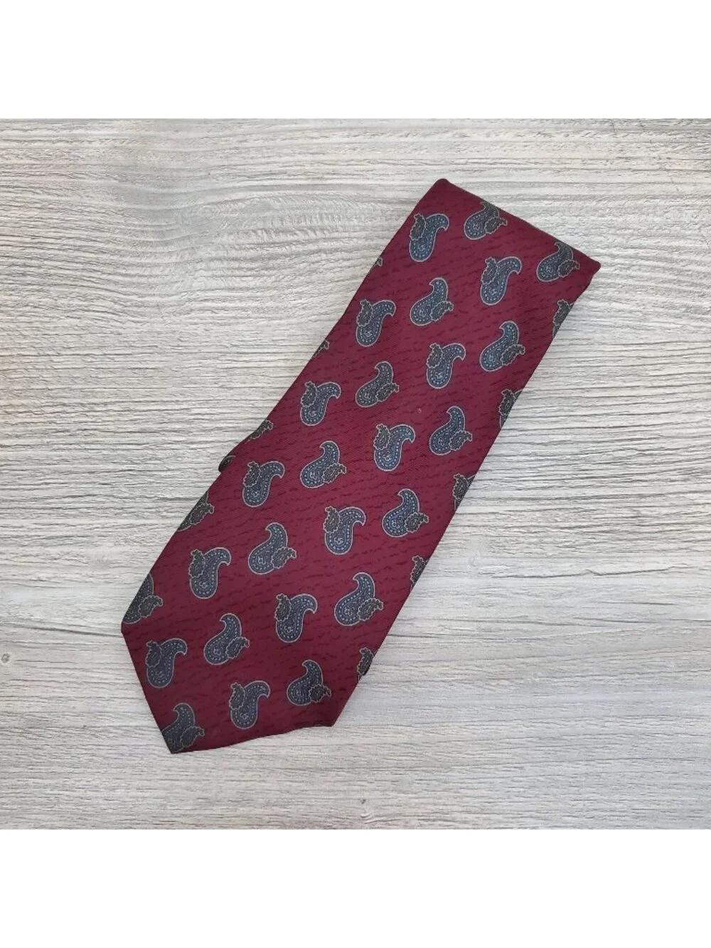 Lanvin maroon and blue paisley silk tie, made in Italy